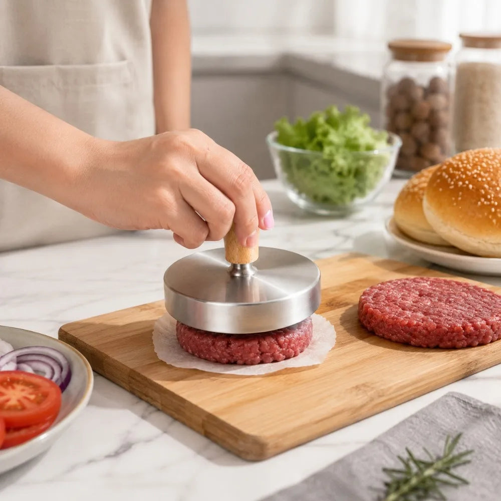 Stainless Steel Burger Press Patty Maker | Non-Stick BBQ Mold Burger Patty Maker Nixie