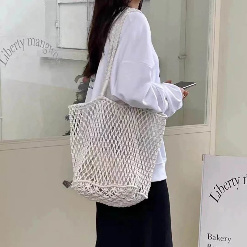 Nixie Large-Capacity Hollow-Out Woven Shoulder Bag for Women Woven Shoulder Bag Nixie