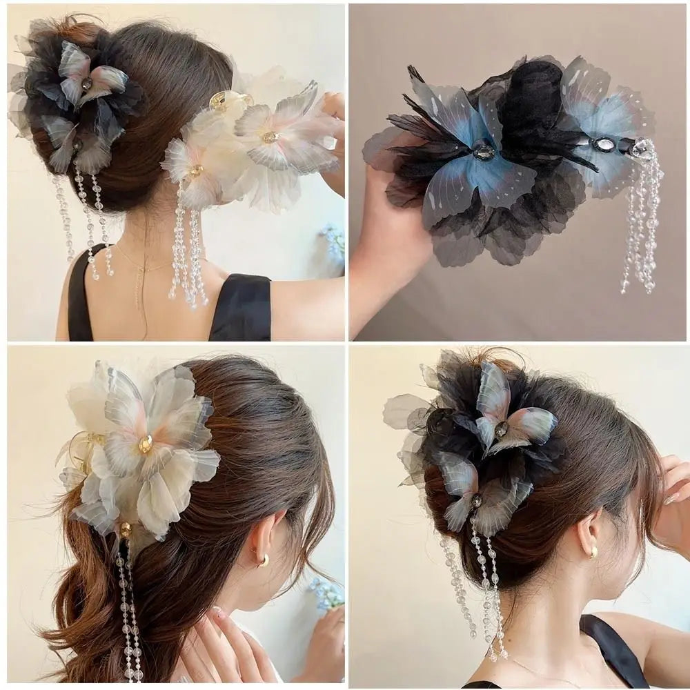 Butterfly Beads Tassel Sparkling Hair Claw Clip for Women Hair Claw Clip Nixie