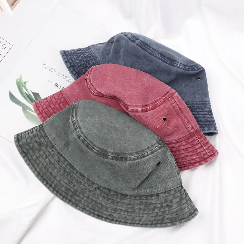 Washed Denim Bucket Hat – Casual Fisherman Cap for Women Bucket Hat Nixie