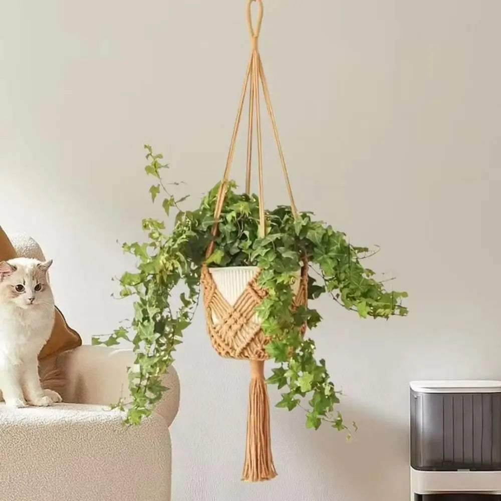 Boho Macrame Plant Hanger Cotton Rope Woven Hanging Basket Macrame Plant Hanger Nixie