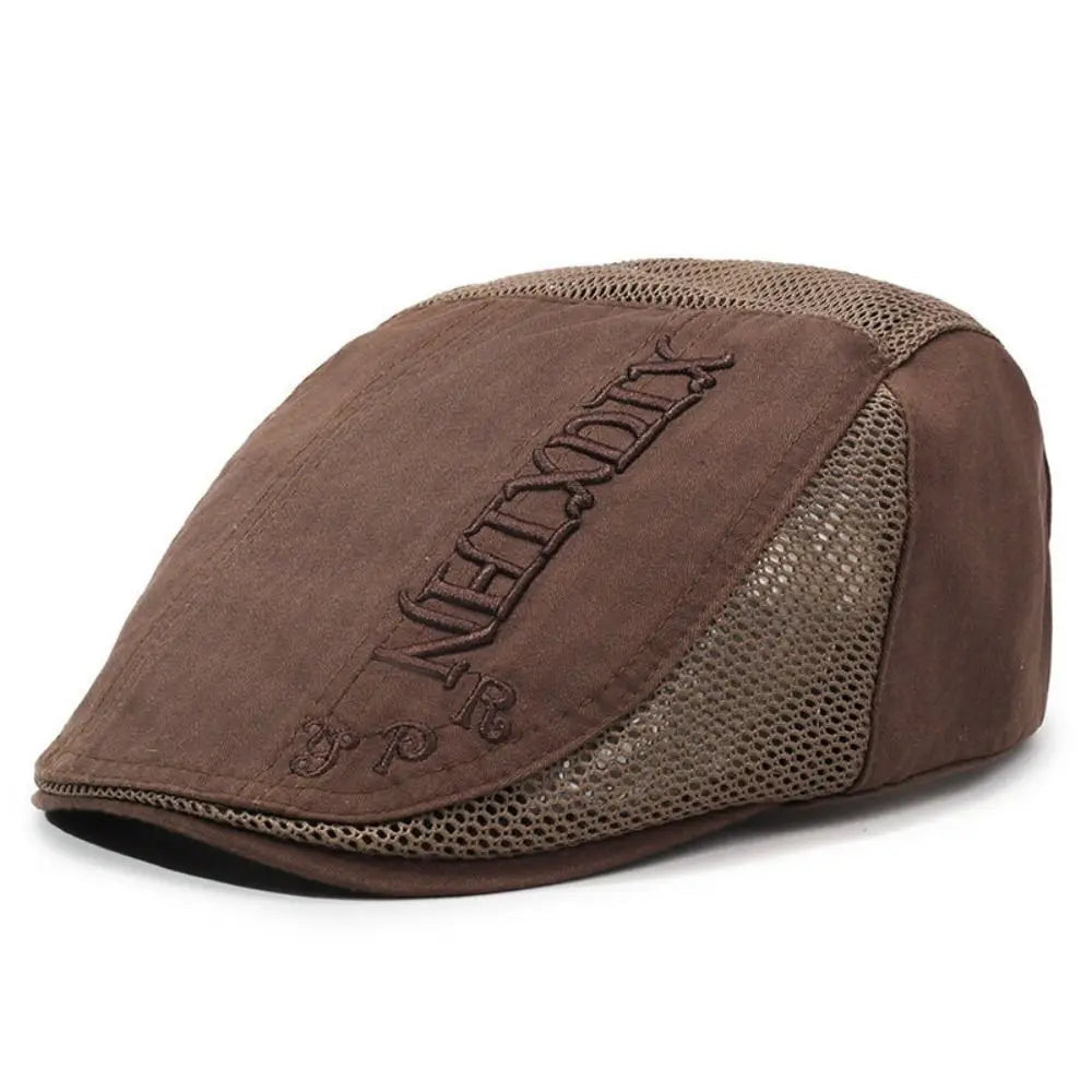 Letter Embroidered Mesh Flat Cap – Adjustable Outdoor Sports Hat Flat Cap Hat Nixie
