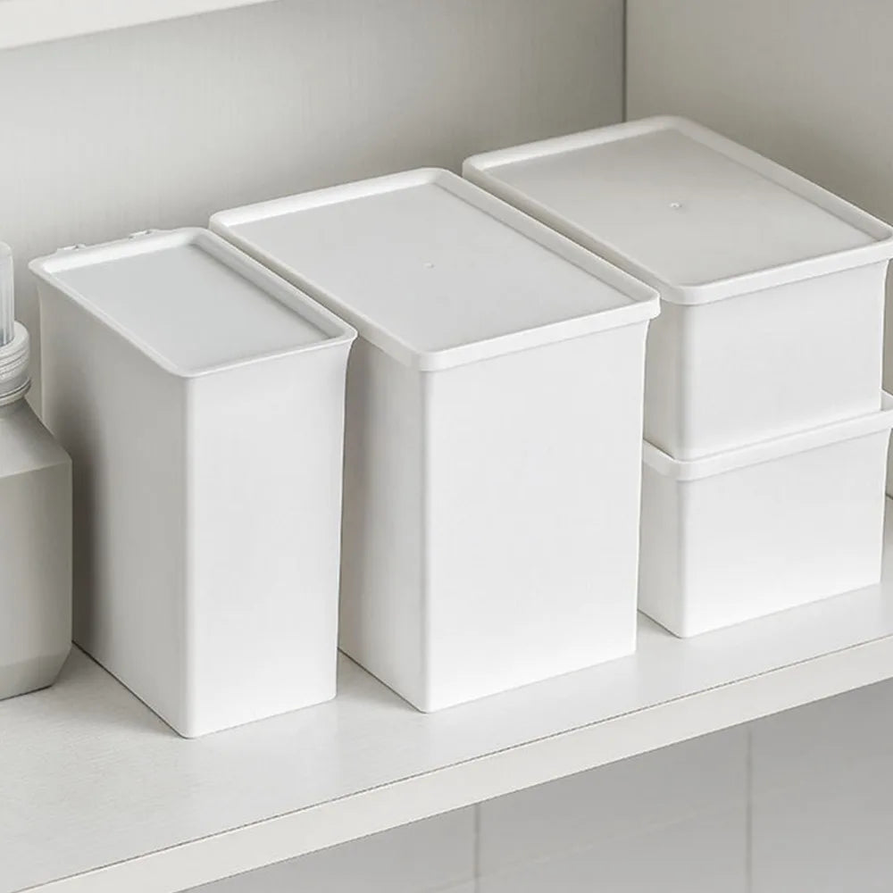 Large Stackable Storage Bins with Lids – White Plastic Organizer