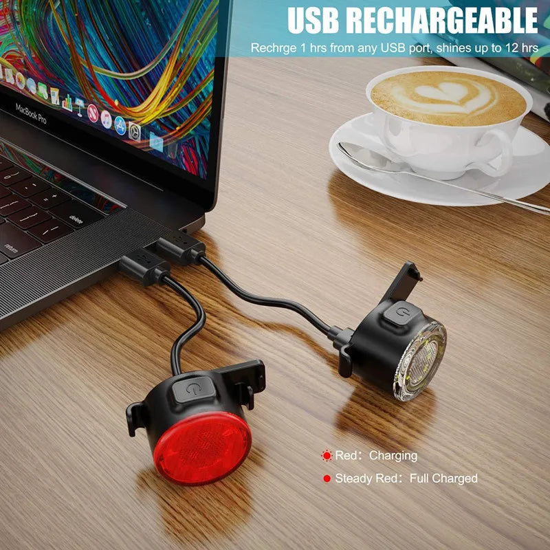 BUCKLOS Front & Rear Bike LED Light Set – USB Rechargeable Bicycle Light Set Nixie