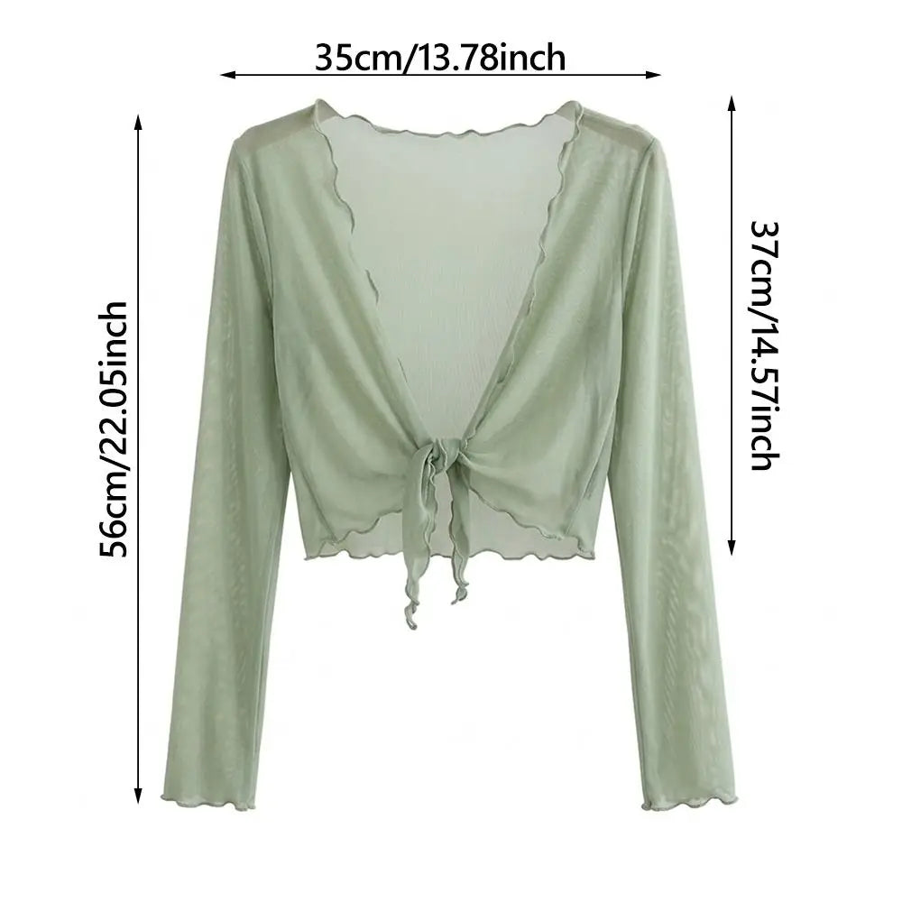 Harajuku Mesh Crop Cardigan Ruffled Sun-Proof Summer Jacket Mesh Crop Cardigan Nixie