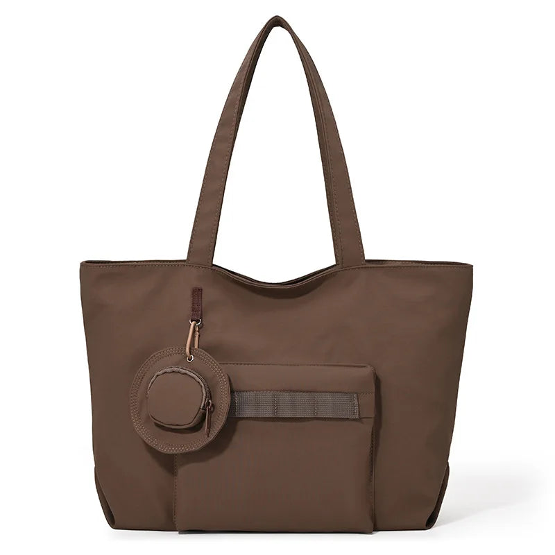 Large Capacity Women's Tote Bag – Nylon Shoulder Handbag Women's Tote Bag Nixie Brown