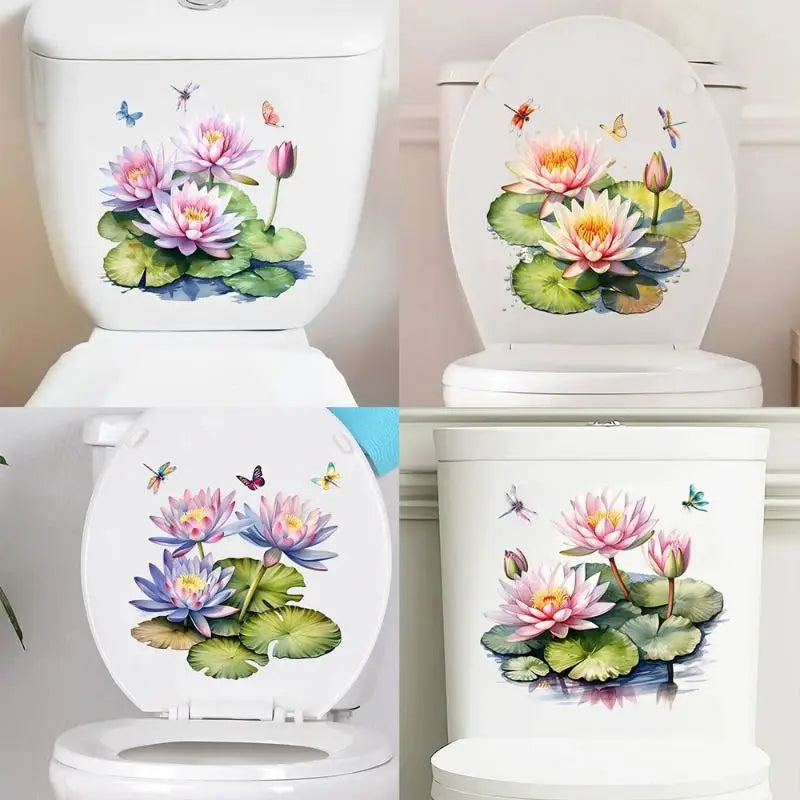 Floral Butterfly Toilet Seat Sticker – Self-Adhesive Bathroom Decal Bathroom Decor Sticker Nixie