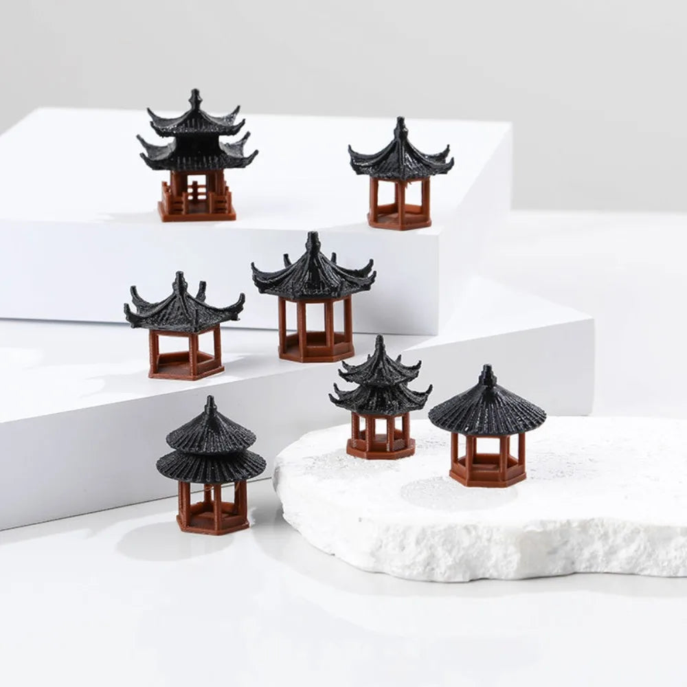 Miniature Hexagonal Pagoda Figurine – Micro Landscape Decor Miniature Figurine Nixie