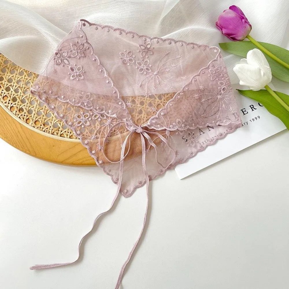Vintage Lace Flower Hair Scarf – Bohemian Triangle Bandana Hair Scarf Bandana Nixie