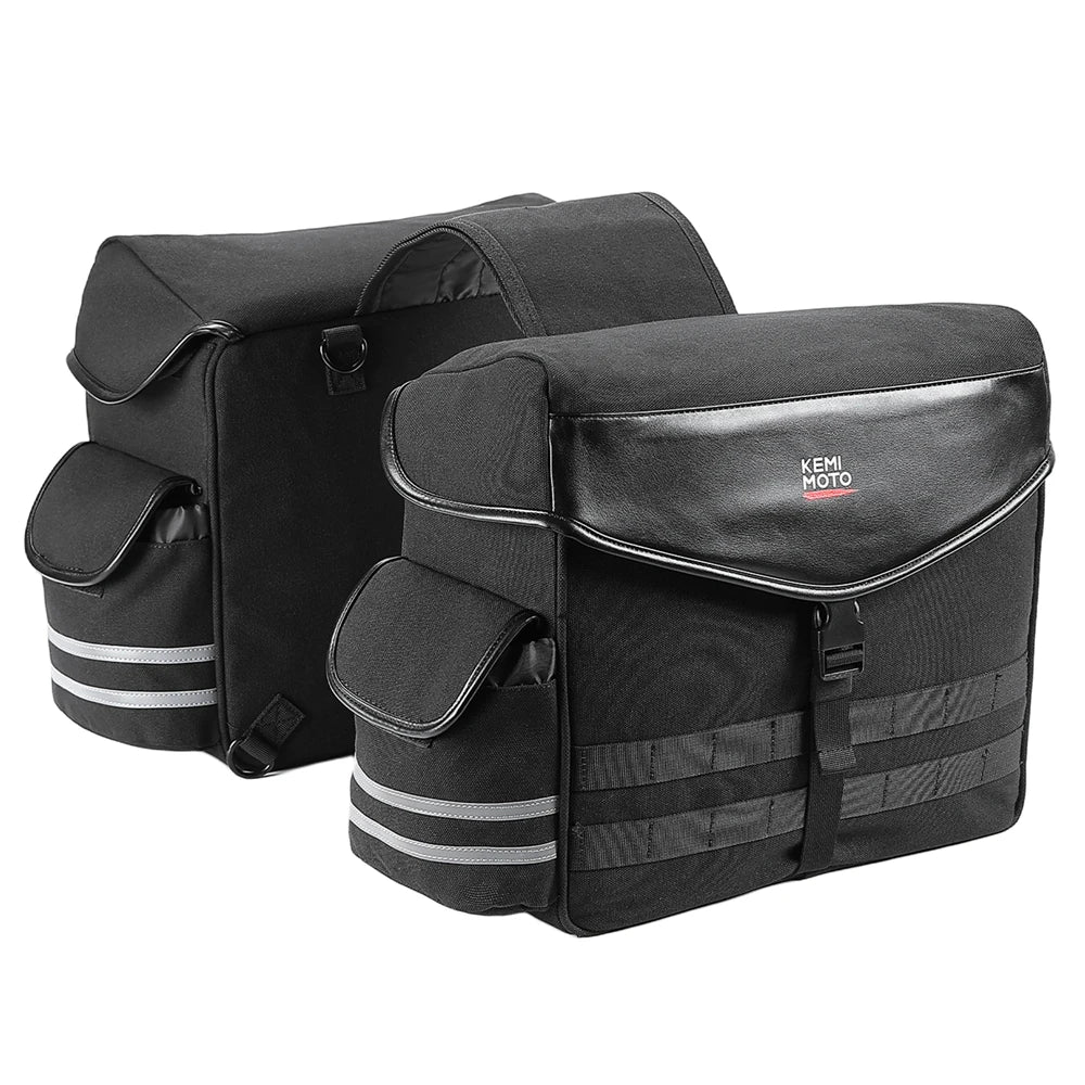 KEMITOUR 28L Throw-Over Motorcycle Saddle Bags – Universal Fit Motorcycle Saddlebags Nixie Black