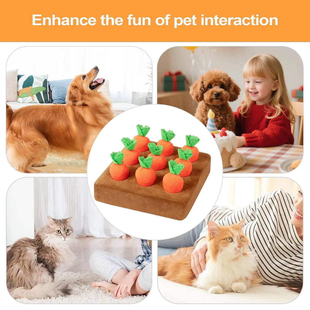 Dog Snuffle Mat Carrot Puzzle Interactive Nosework Toy