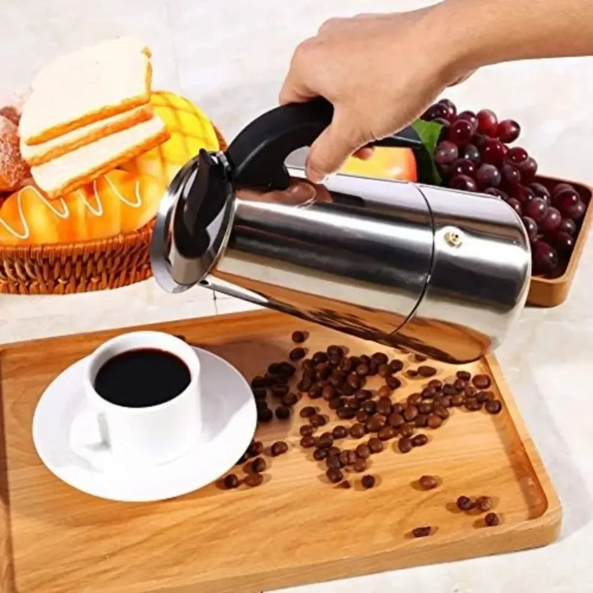 Portable Stainless Steel Moka Pot – Espresso & Tea Maker Moka Pot Coffee Maker Nixie