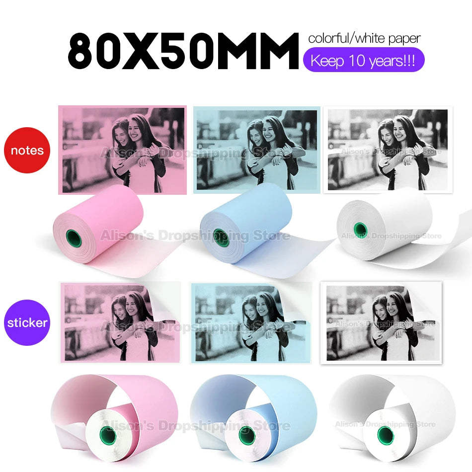 Peripage 80x50mm Thermal Paper 2-Pack – 10-Year Print Life Thermal Paper Rolls Nixie