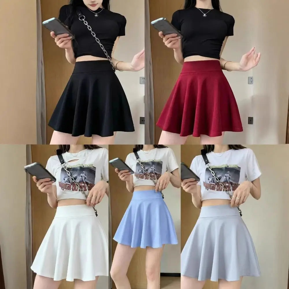Women's Pleated Mini Skirt – Elastic Waist A-Line Casual Skirt Pleated Mini Skirt Nixie