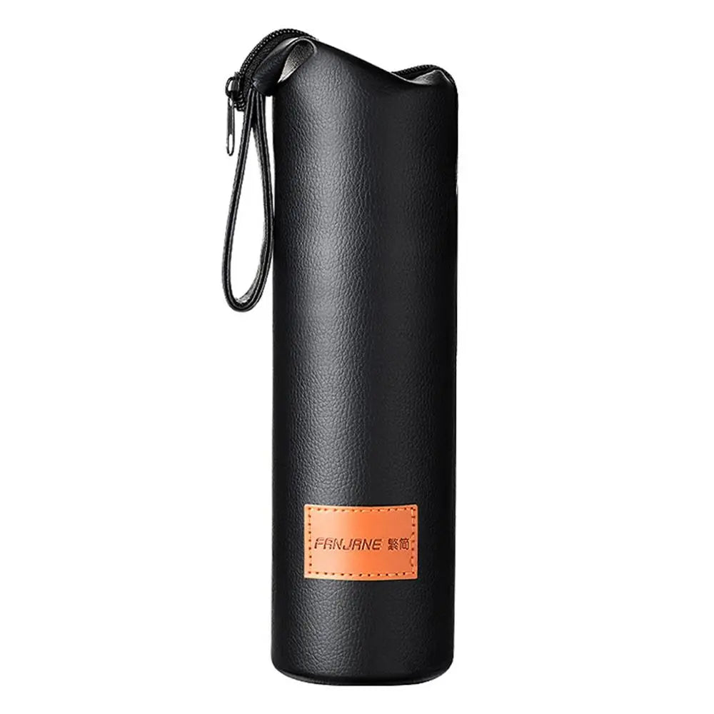 PU Leather Water Bottle Sleeve Pouch with Carry Rope – Black Bottle Sleeve Pouch Nixie 7.5x27cm