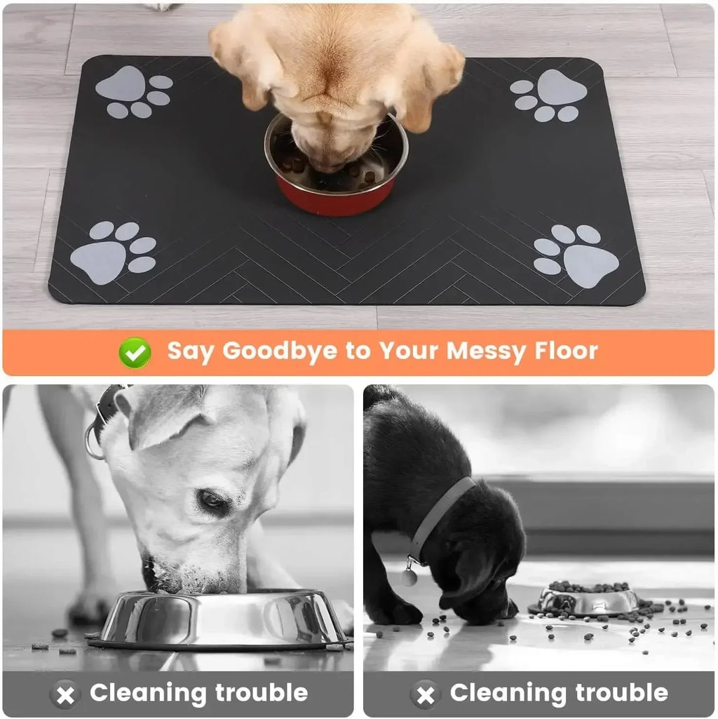 Absorbent Pet Feeding Mat – Non-Slip Waterproof Food Bowl Mat