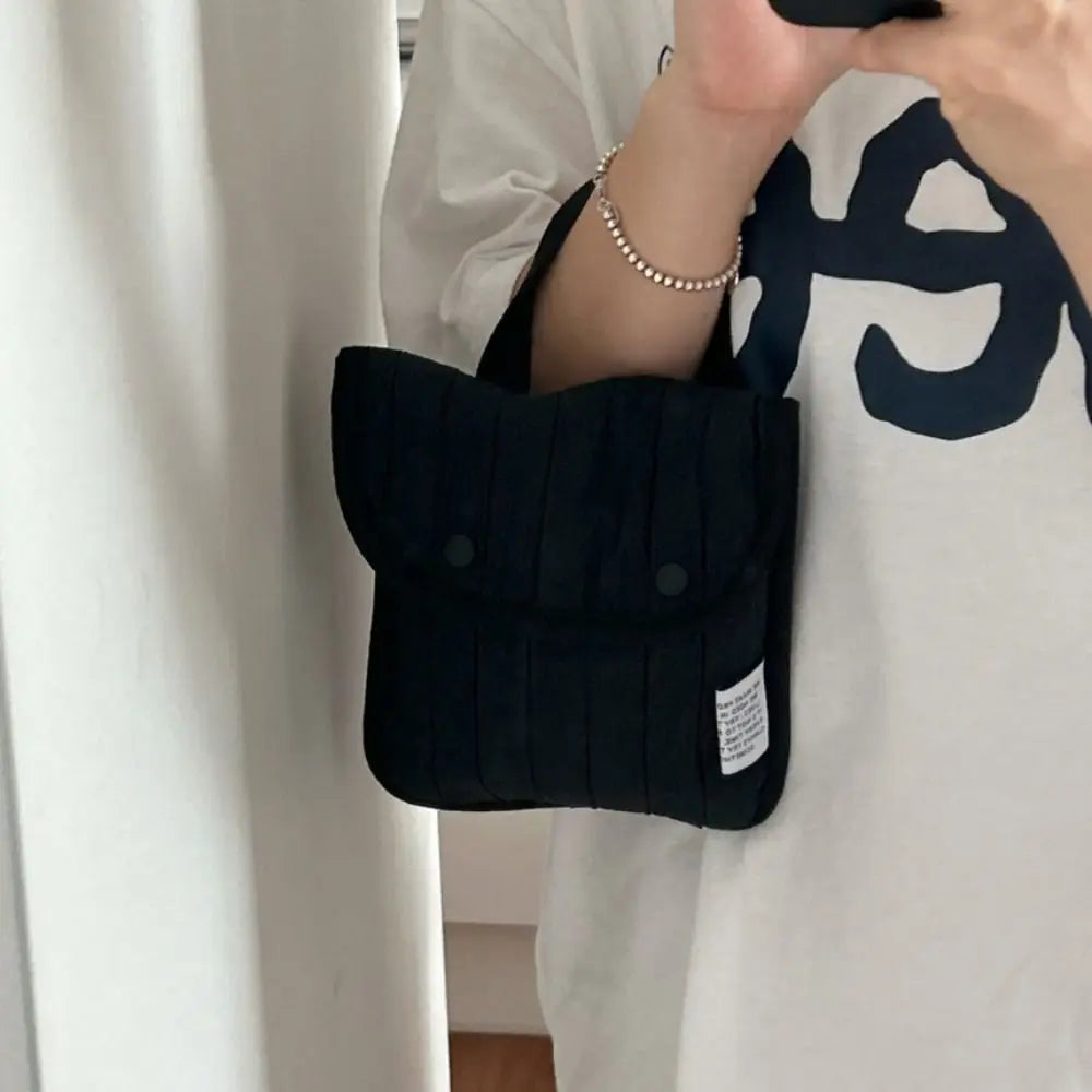 Quilted Snap Button Mini Tote Bag – Soft Padded Shoulder Bag Mini Tote Bag Nixie
