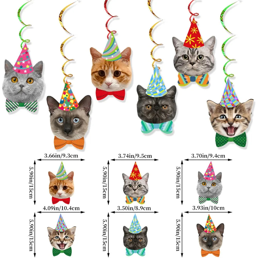 Cat Party Banner Cartoon Cat Garland Birthday Decoration