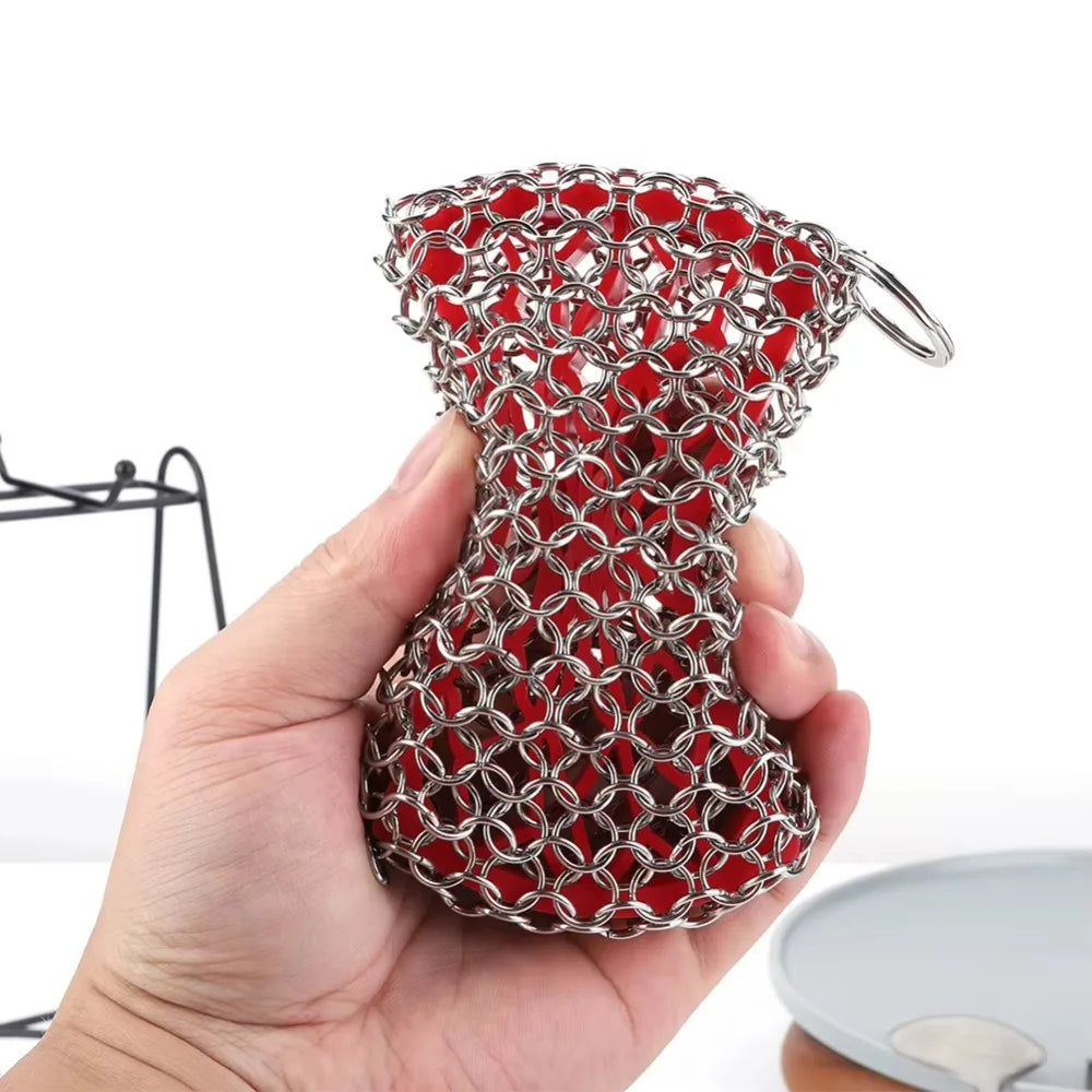 Stainless Steel Chainmail Scrubber for Cast Iron Cookware Chainmail Scrubber Nixie
