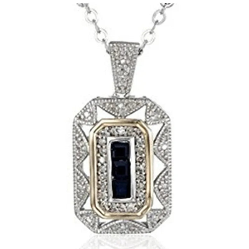 Trendy Glass Pendant Necklace – Stone Charm Jewelry for Women Pendant Necklace Nixie Blue
