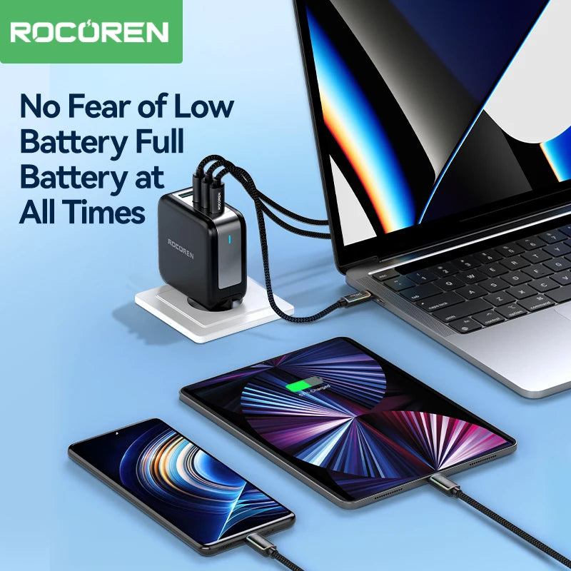 Rocoren 240W USB-C Cable RGB PD 3.1 QC 3.0 Fast Charging Cord USB-C Charging Cable Nixie