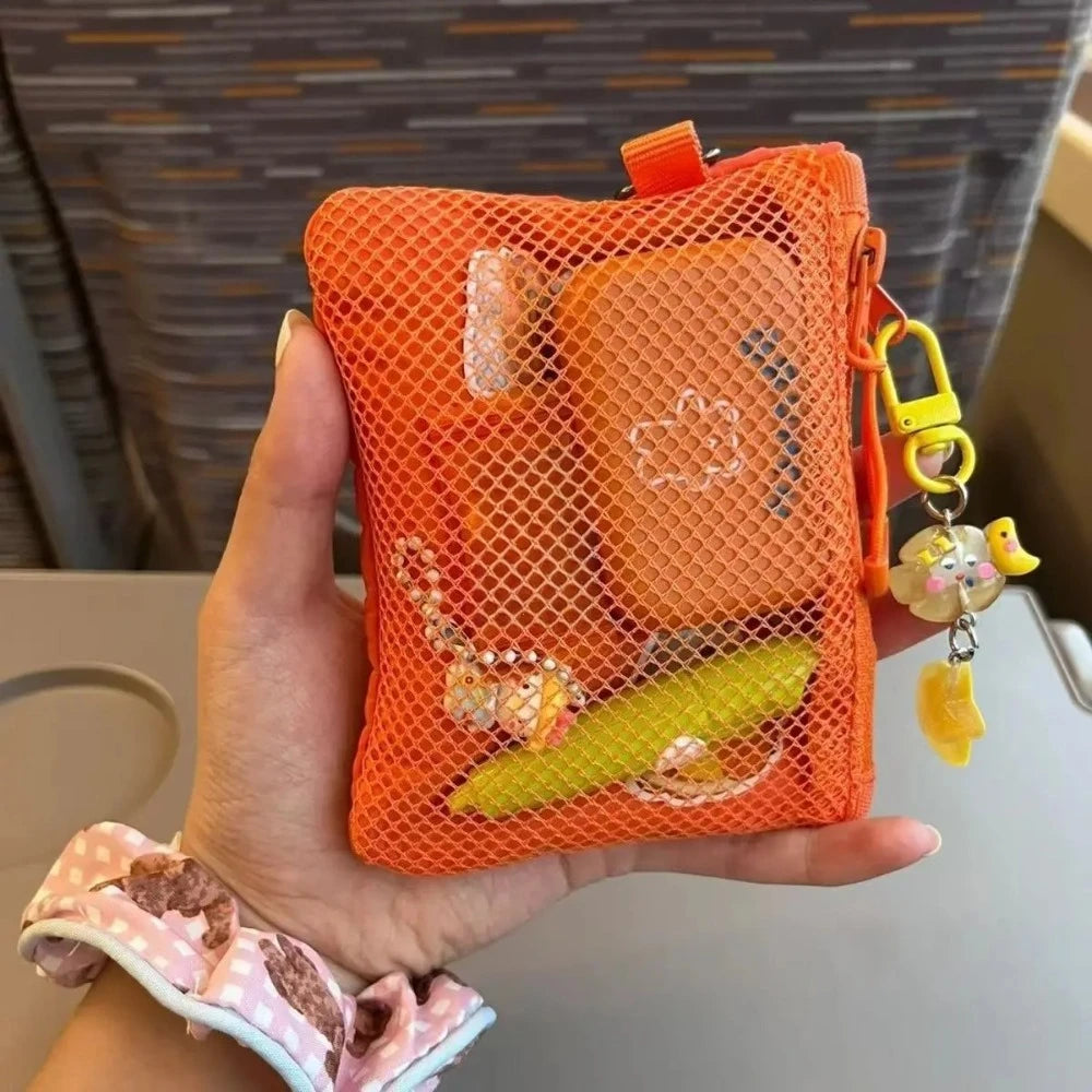 Nixie Mesh Cosmetic Pouch Zipper Travel Organizer Clutch