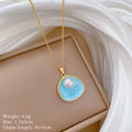 Imitation Pearl Blue Pendant Necklace – Gold-Plated Steel Pendant Necklace Nixie XL2606-343