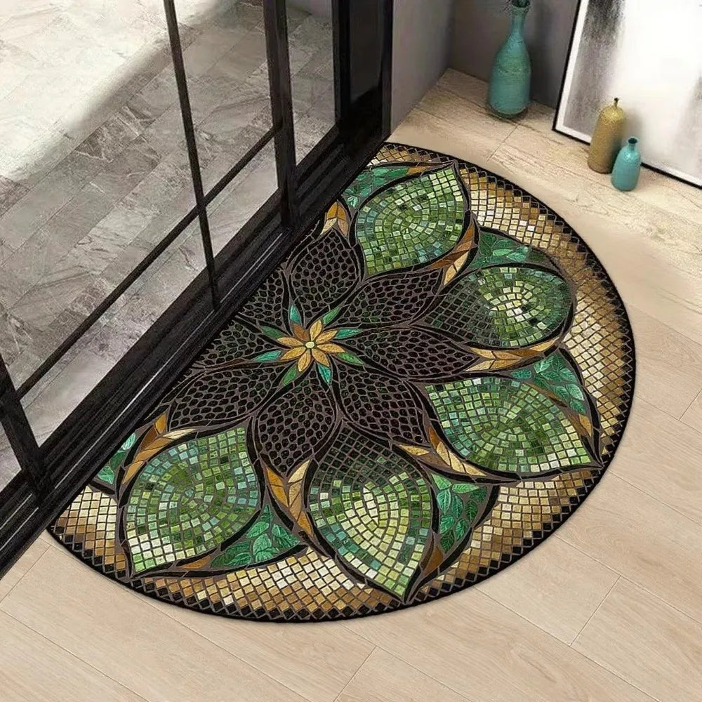 Semi-Circular Non-Slip Doormat | Washable | Silicone Backing Entryway Doormat Nixie
