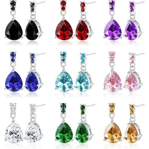 10 Pairs Multicolor CZ Teardrop Dangle Earrings for Women Dangle Earring Set Nixie