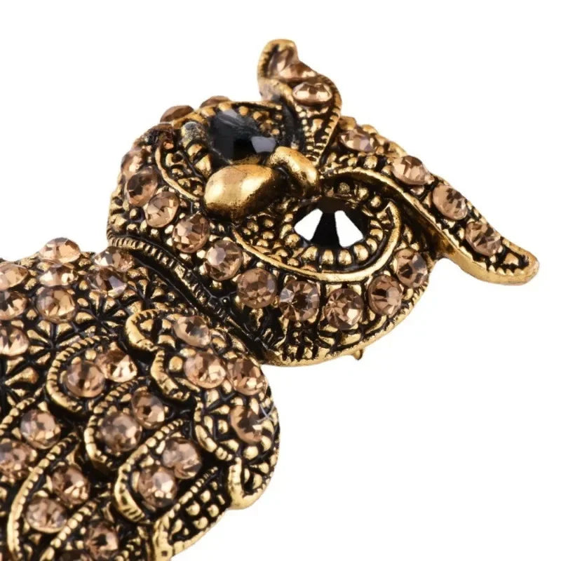 Vintage Owl Brooch Pin | Shiny Zircon Unisex Bird Jewelry Fashion Brooch Pin Nixie