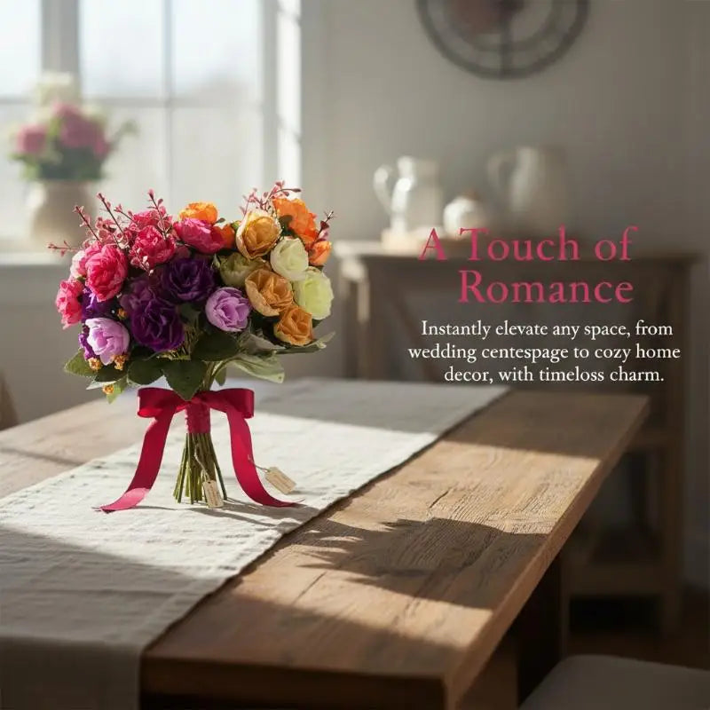 21-Head Artificial Rose Bouquet – Silk Fake Flowers for Decor Artificial Flower Bouquet Nixie