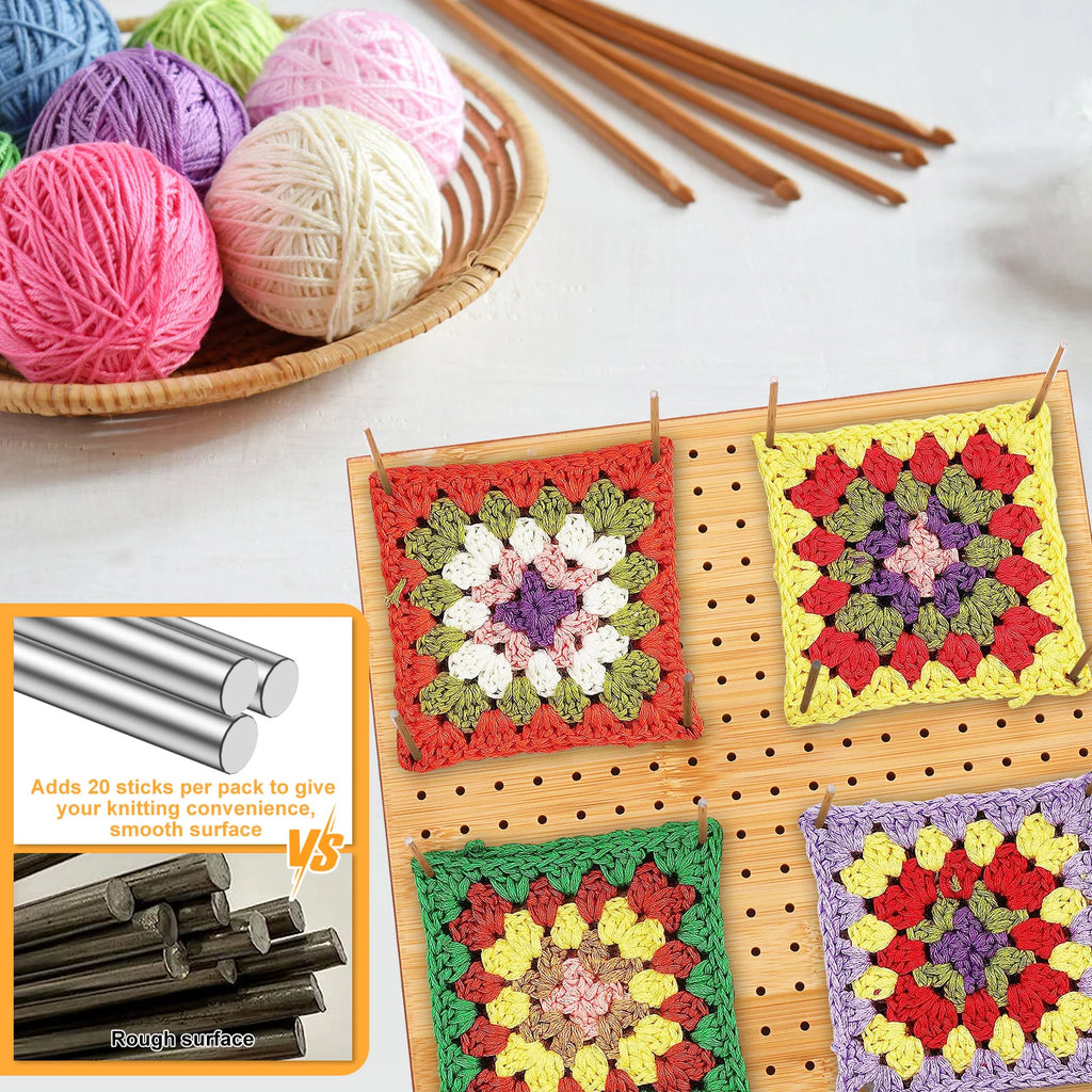 Bamboo Crochet Blocking Board Kit with Steel Pins | Nixie Crochet Blocking Board Nixie