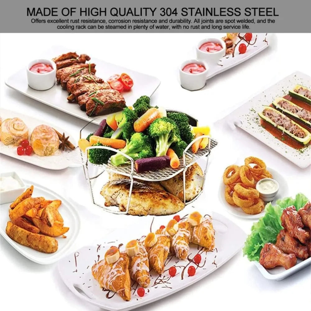 Stainless Steel Air Fryer Rack – Grill, Dehydrator & Steamer Air Fryer Rack Nixie