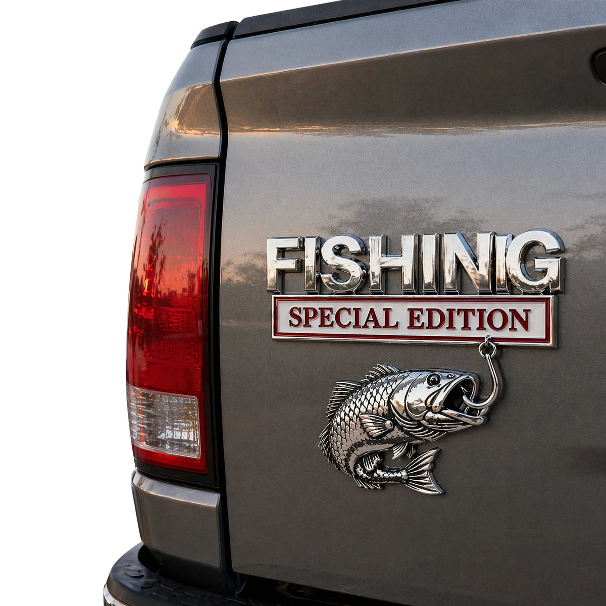 3D Metal Fishing Car Emblem Badge – Rustproof Fish Hook Decal Car Emblem Badge Nixie