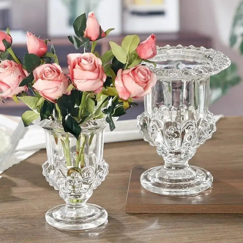 Luxury Transparent Glass Vase | Roman Goblet Style Home Decor Decorative Glass Vase Nixie