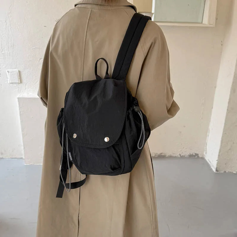 Korean Minimalist Nylon Mini Backpack – Travel & School Bag