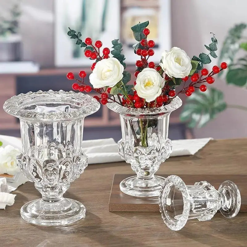 Luxury Transparent Glass Vase | Roman Goblet Style Home Decor Decorative Glass Vase Nixie