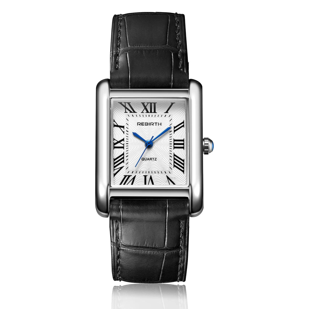 REBIRTH Retro Square Roman Numeral Quartz Wristwatch Quartz Wristwatch Nixie black