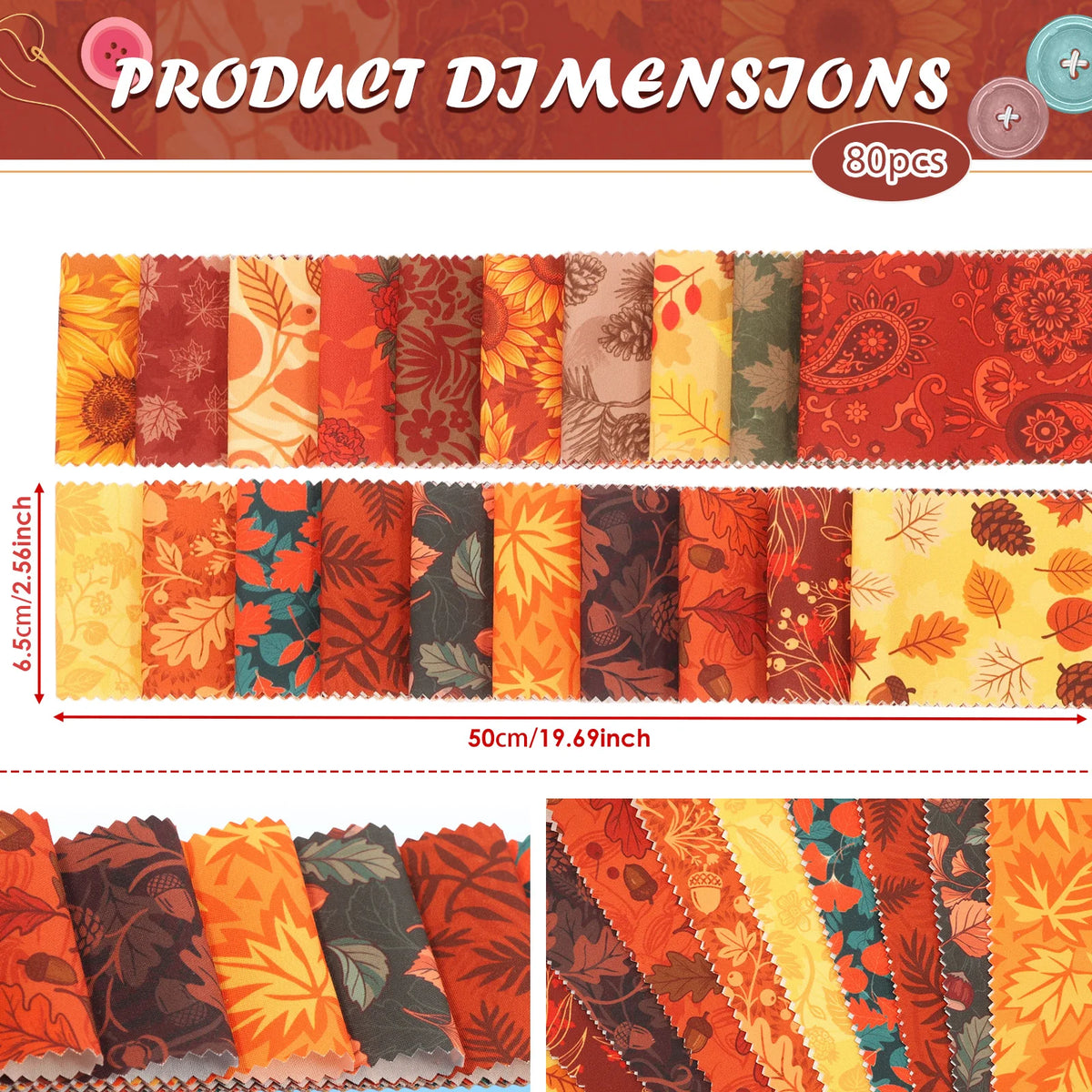 126pc Printed Cotton Quilting Fabric Bundle – 5x5" Patchwork