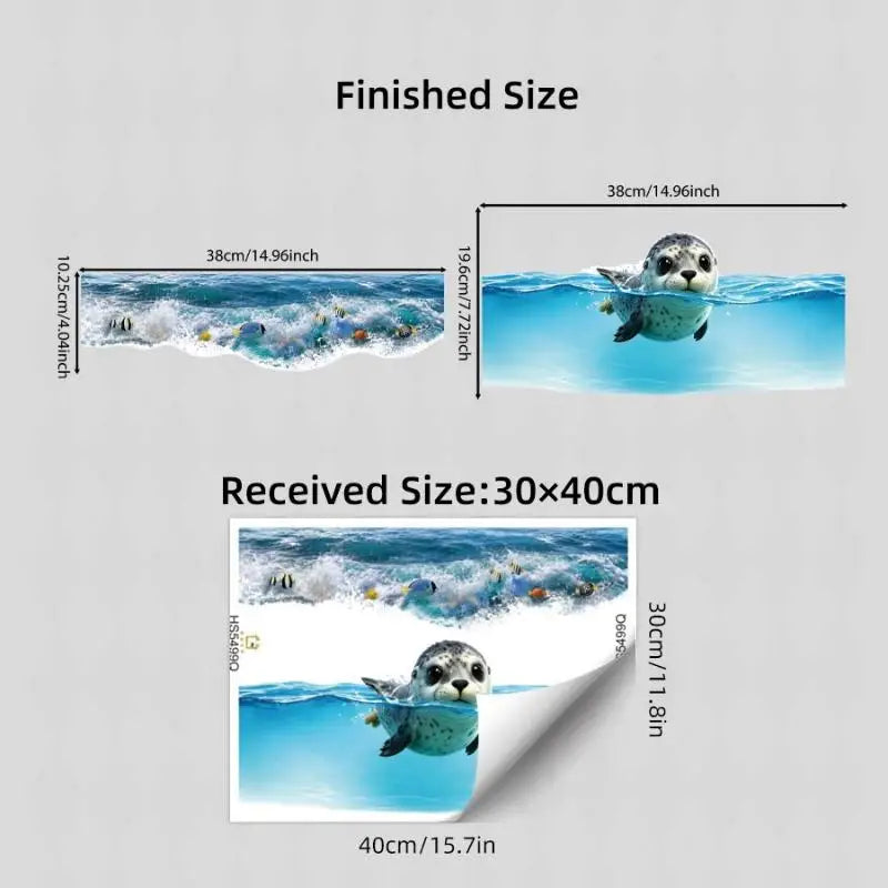 Sea Seal Toilet Tank Sticker – Waterproof Ocean Bathroom Decal Bathroom Decor Sticker Nixie