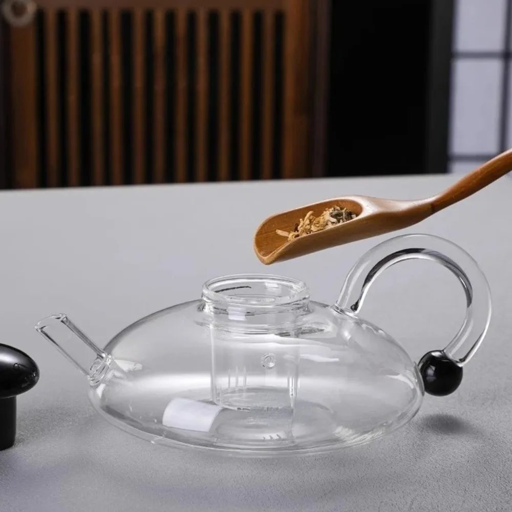 Clear Glass Teapot with Infuser – Heat Resistant Loose Leaf Tea Glass Teapot Nixie