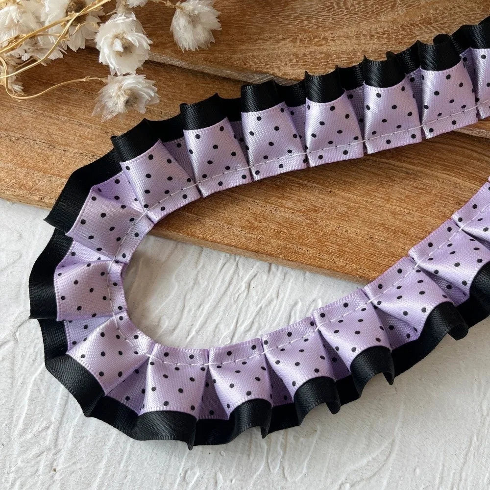 2M Pleated Ruffle Ribbon Trim – Double Layer Lace DIY Crafts