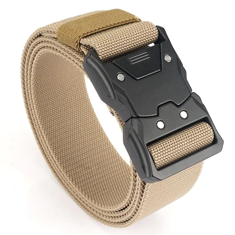 Unisex Tactical Quick-Buckle Elastic Outdoor Training Belt Tactical Elastic Belt Nixie Light Coffee 125cm