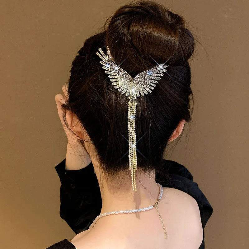 Angel Wing Tassel Hair Clip for Women – Bun Hair Claw Hair Claw Clip Nixie