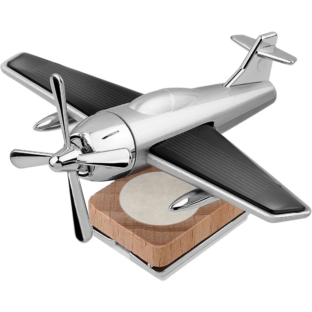 Solar Airplane Fragrance Diffuser – Alloy & Wood Home Car Decor