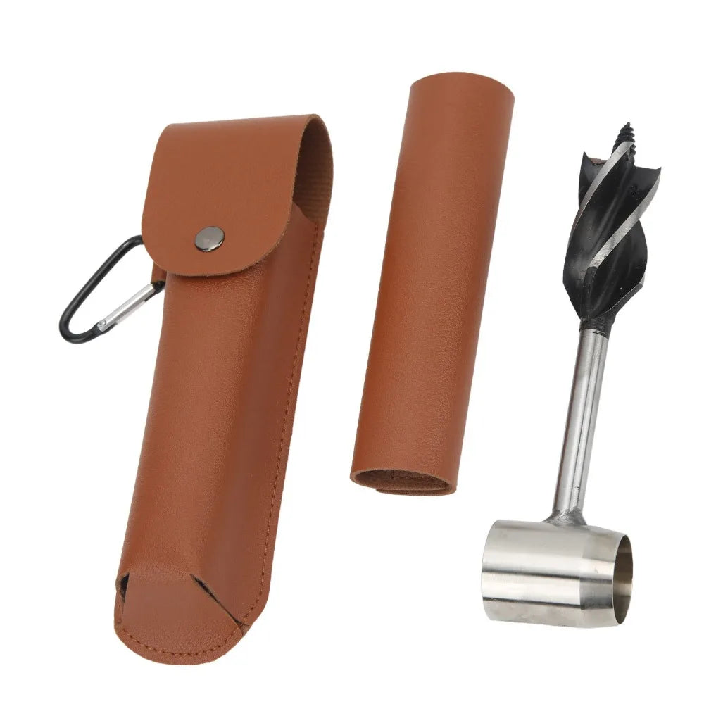 Hand Auger Wrench Stainless Steel Bushcraft Tool + Storage Bag