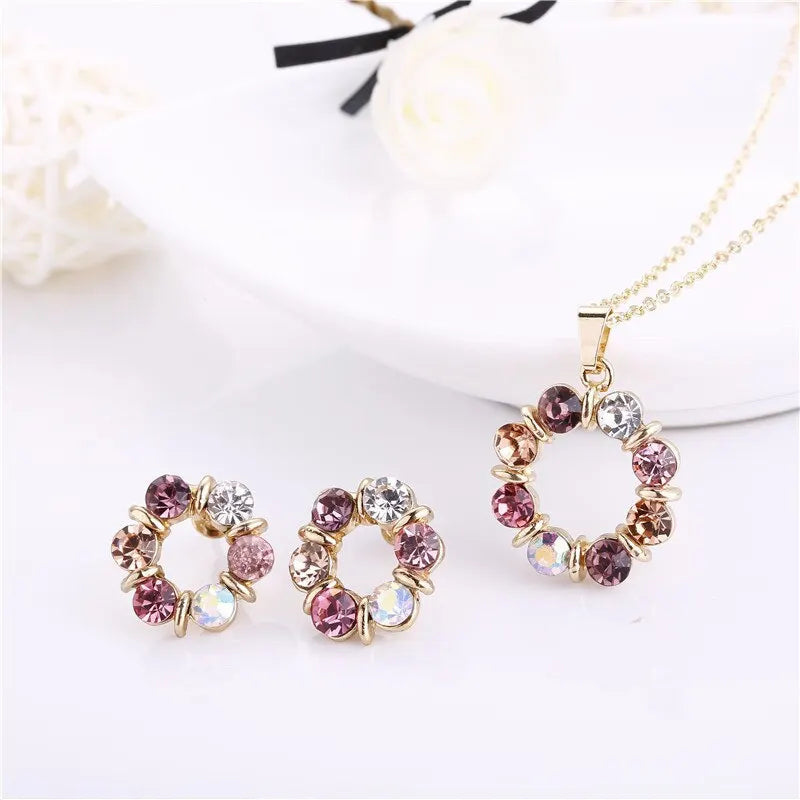 3-Piece Gold Circle Necklace & Earrings Set for Women Jewelry Set Nixie