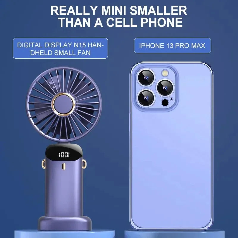 Portable Neck Fan 1800mAh USB Rechargeable 5-Speed & Phone Stand