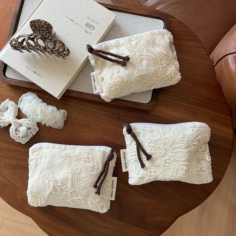 French Art Deco Lace Embroidered Mini Coin Purse & Pouch