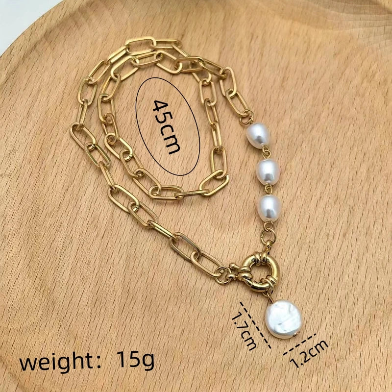 Faux Pearl Pendant Necklace Retro Collarbone Chain for Women Pendant Necklace Nixie Xl0769